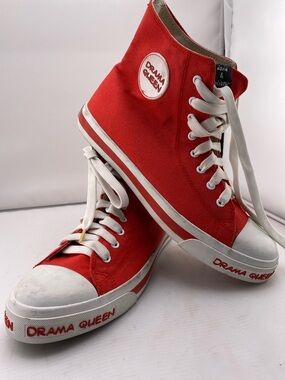 RARE David & Goliath Drama Queen Red High-Top Canvas Sneakers 10 ❤️❤️
